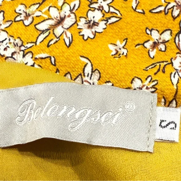 Belongsci Mustard Floral Mini Dress – Boho-Chic Sunshine Style (Size S) - Picture 14 of 16